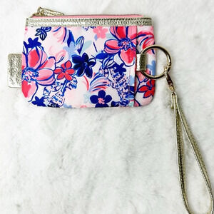 Lilly Pultizer Pink Blue Gold Wristlet